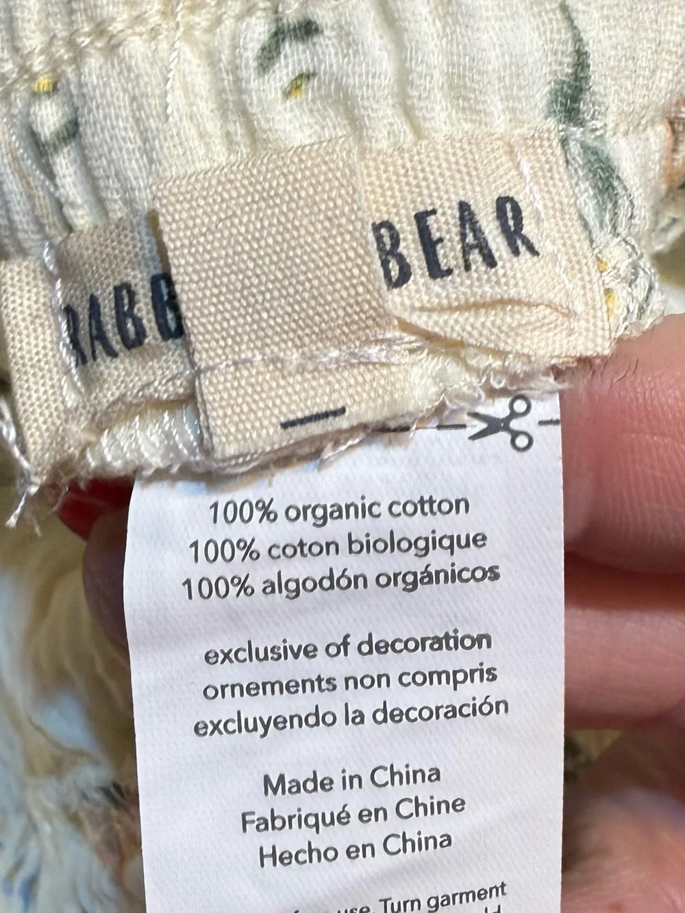 Rabbit & Bear Organic Cream Floral Kids Pajama Set